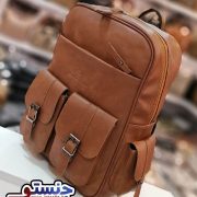 کوله پشتی دخترانه چرم دانشجویی عسلی