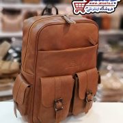 کوله پشتی دخترانه چرم دانشجویی عسلی