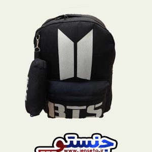 کیف مدرسه بی تی اس جا مدادی دار کتان (کوله پشتی BTS) کد 11460