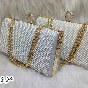 کیف زنانه دهانه فلزی پاسپورتی مجلسی (مروارید_خطی) لواشکی NEW کد 1265