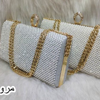 کیف زنانه دهانه فلزی پاسپورتی مجلسی (مروارید_خطی) لواشکی NEW کد 1265