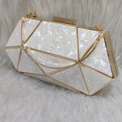 کیف زنانه دهانه فلزی پاسپورتی مجلسی سرامیکی سه گوش خارجی women bag کد 1310
