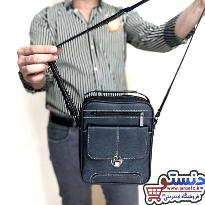 کیف دوشی مردانه جلو زیپ دار قفل دار چرم men bag کد 627
