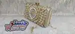 کیف دهانه فلزی زنانه مجلسی pasporti قاب دار نگین توری نیکل خارجی کد 1309