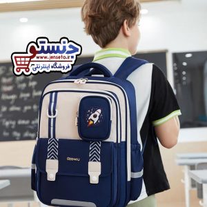 کوله پشتی دخترانه و پسرانه فانتزی خارجی انگلیسی جیب دو دکمه ای پشت طبی (کیف مدرسه) QIXIHUA کد 7654