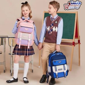 کوله پشتی دخترانه و پسرانه فانتزی خارجی وارداتی انگلیسی دو قفل new (کیف مدرسه) کد 1079